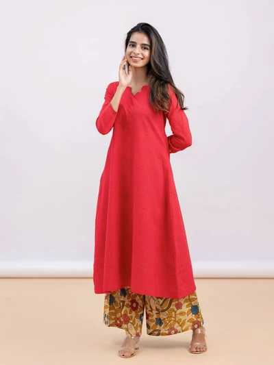 Pink Checked Handloom Kurta