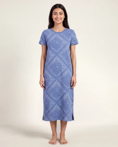 Blue Paisley - Cotton Lounge Dress
