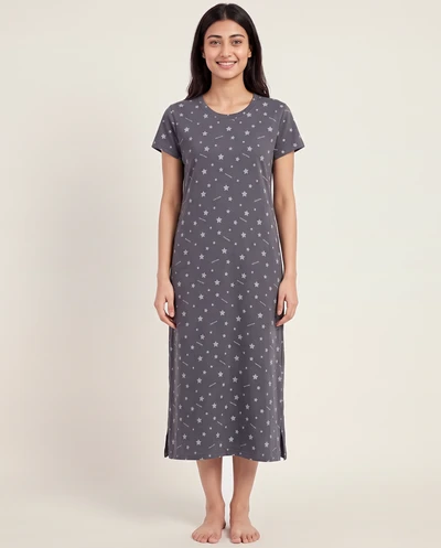 Grey Stars- Cotton Lounge Dress