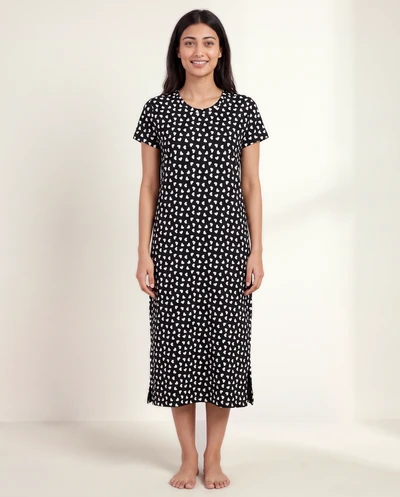 Black Hearts- Cotton Lounge Dress