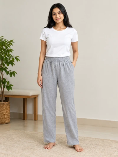 Grey Melange Relaxed Fit Track Pant