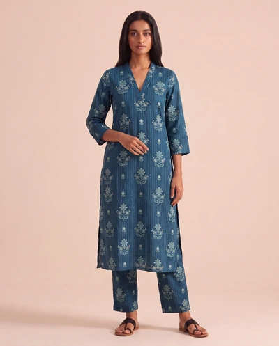 Indigo Block Printed Cotton Co-ords